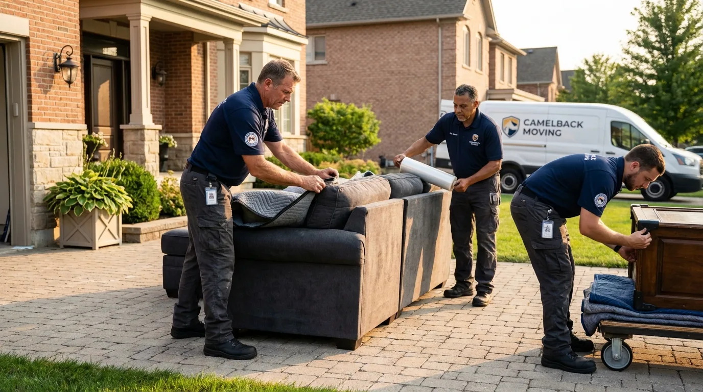 Large estate moving crew wrapping furniture in Dysart, IA