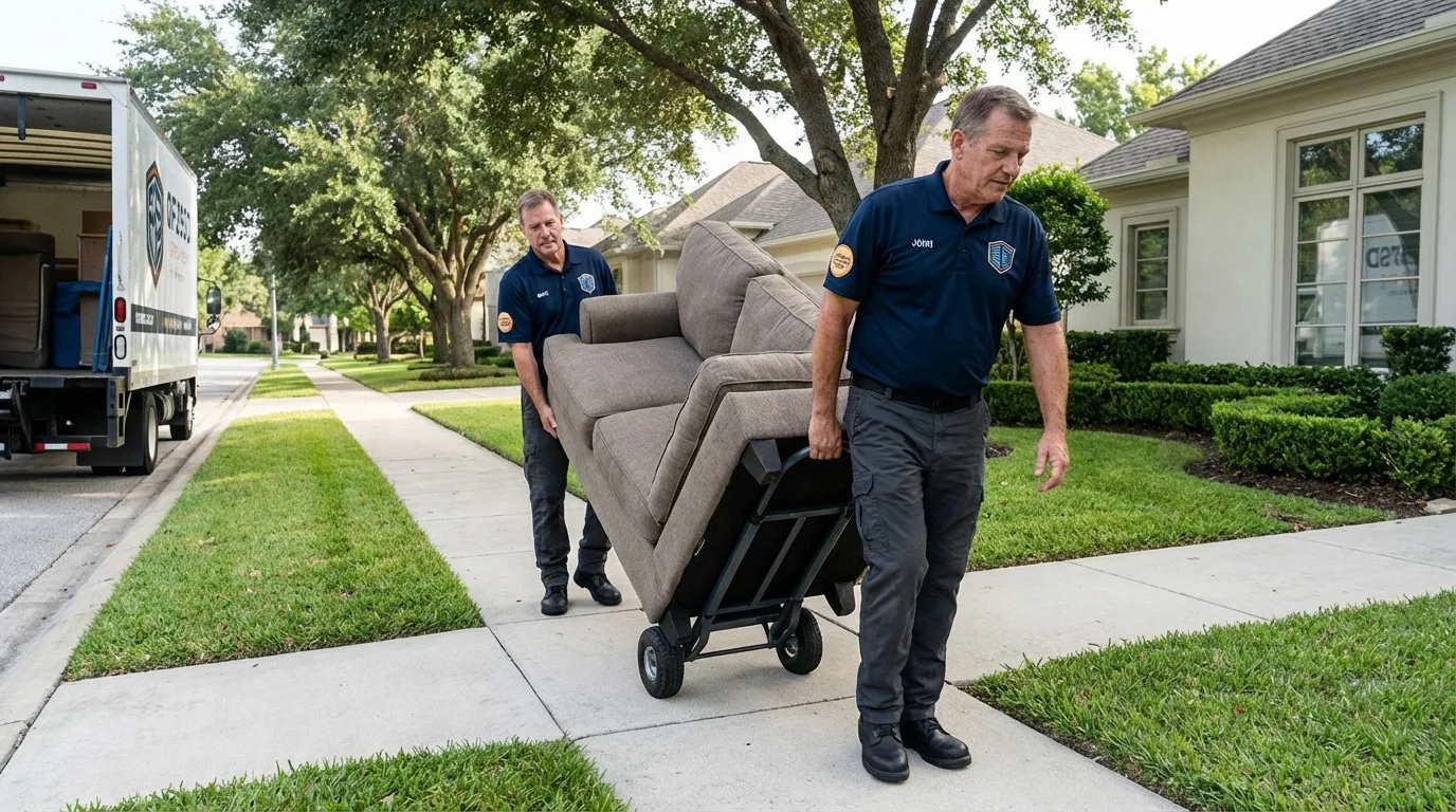 Local residential moving crew loading furniture in Dysart, IA